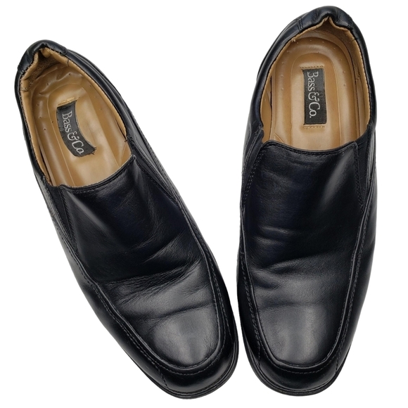 Bass & Co. | Ulysses Black Genuine Leather Square Toe Classic Slip On Loafers 11 - Picture 7 of 12